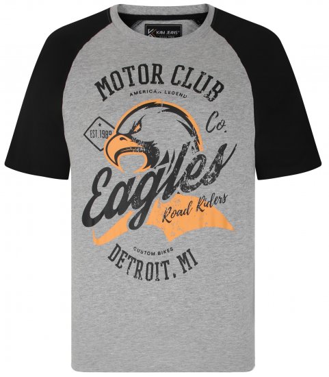Kam Jeans 5737 Eagle Print Raglan T-Shirt Grey - Pólók - Nagyméretű pólók - 2XL-14XL