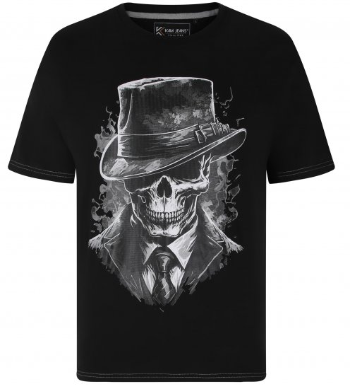 Kam Jeans 5734 Gentleman Skull Printed Black - Pólók - Nagyméretű pólók - 2XL-14XL