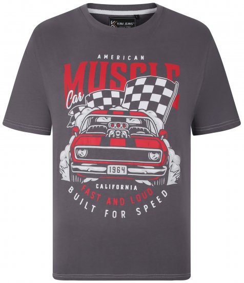 Kam Jeans 5732 Amercian Muscle Print T-Shirt Slate - Pólók - Nagyméretű pólók - 2XL-14XL