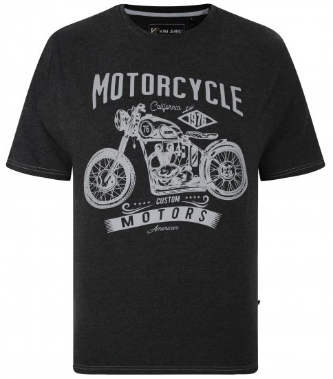Kam Jeans 5730 Motor Cycle Print T-Shirt Charcoal - Pólók - Nagyméretű pólók - 2XL-14XL