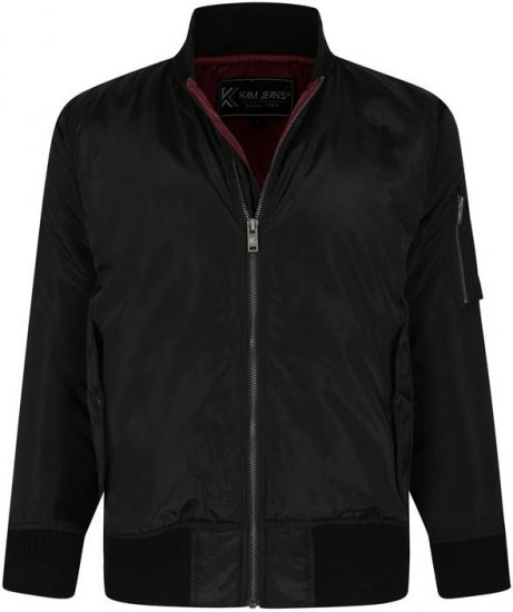 Kam Jeans KV126 Traditional Style Bomber Jacket Black - Kabátok - Nagyméretű Kabátok - 2XL-8XL