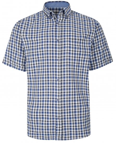 Kam Jeans 6285 Casual SS Check Shirt Blue - Ingek - Ingek 2XL-10XL
