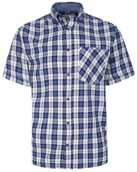 Kam Jeans 6286 Casual SS Check Shirt Blue - Ingek - Ingek 2XL-10XL