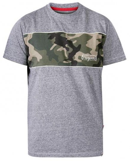 D555 Major Camo Print Crew Neck T-Shirt Grey - Pólók - Nagyméretű pólók - 2XL-14XL