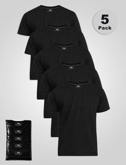 D555 Smartly Póló kerek nyakú Fekete 5 db-os csomag - Pólók - Nagyméretű pólók - 2XL-14XL