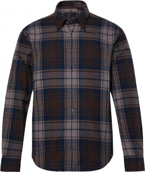 JP1880 Shirt Flannel Long Sleeve Brown TALL - FÉRFIRUHÁZAT MT-6XLT - TALL-méretek