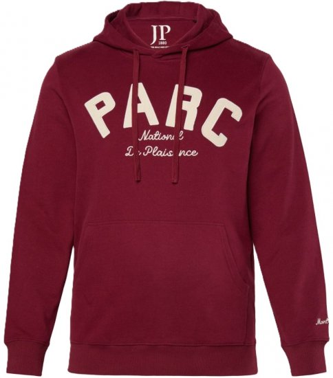 JP1880 Hoodie with Embroidery Aubergine Tall - FÉRFIRUHÁZAT MT-6XLT - TALL-méretek