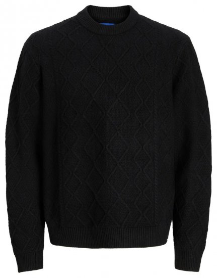 Jack & Jones Cambridge Cable Knit Sweater Black - Pulóverek & kapucnis pulóverek - Pulóverek & Kapucnis pulóver 2XL-12XL