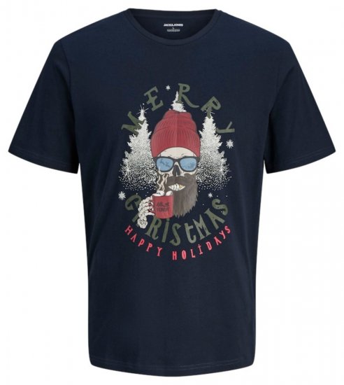Jack & Jones Noel Merry Christmas T-Shirt Navy - Pólók - Nagyméretű pólók - 2XL-14XL