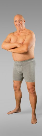 20 Nodi Stretch Cotton Boxer with Embroidered Long Leg Grey - Alsónemű & Strandruhák - Nagyméretű Alsónemű 2XL-8XL