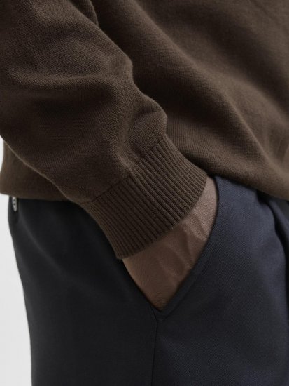 Jack & Jones BASIC Knitted Sweater Brown - Pulóverek & kapucnis pulóverek - Pulóverek & Kapucnis pulóver 2XL-12XL