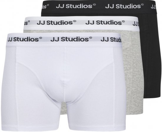 Jack & Jones Soho Solid Trunks 3-pack White/Grey/Black - Alsónemű & strandruhák - Nagyméretű Alsónemű 2XL-8XL