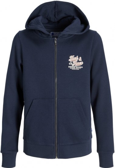 Jack & Jones Logo 2 COL Hoodie with Zipper Blue - Pulóverek & kapucnis pulóverek - Pulóverek & Kapucnis pulóver 2XL-12XL