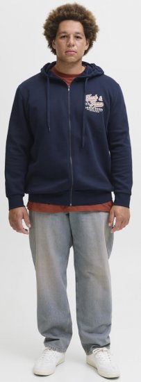 Jack & Jones Logo 2 COL Hoodie with Zipper Blue - Pulóverek & kapucnis pulóverek - Pulóverek & Kapucnis pulóver 2XL-12XL