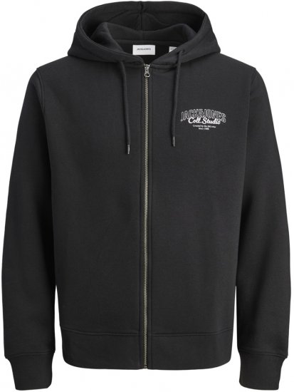 Jack & Jones Makoto Hoodie with Zipper Black - Pulóverek & kapucnis pulóverek - Pulóverek & Kapucnis pulóver 2XL-12XL