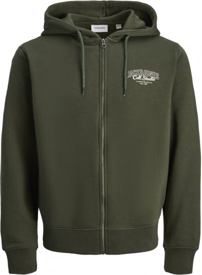 Jack & Jones Makoto Hoodie with Zipper Green - Pulóverek & kapucnis pulóverek - Pulóverek & Kapucnis pulóver 2XL-12XL