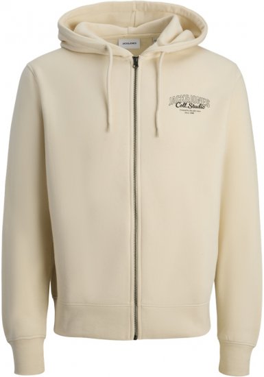 Jack & Jones Makoto Hoodie with Zipper White - Pulóverek & kapucnis pulóverek - Pulóverek & Kapucnis pulóver 2XL-12XL