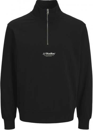 Jack & Jones Soho Sweatshirt with Zipper Black - Pulóverek & kapucnis pulóverek - Pulóverek & Kapucnis pulóver 2XL-12XL