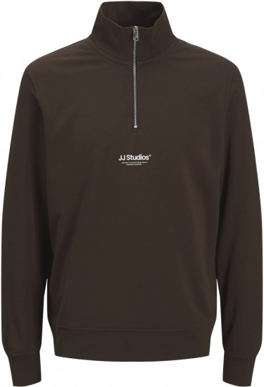 Jack & Jones Soho Sweatshirt with Zipper Brown - Pulóverek & kapucnis pulóverek - Pulóverek & Kapucnis pulóver 2XL-12XL