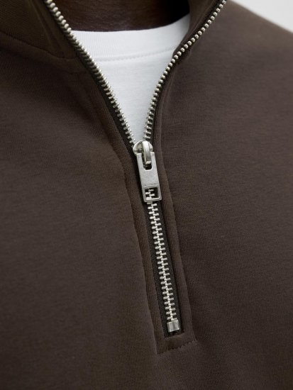 Jack & Jones Soho Sweatshirt with Zipper Brown - Pulóverek & kapucnis pulóverek - Pulóverek & Kapucnis pulóver 2XL-12XL