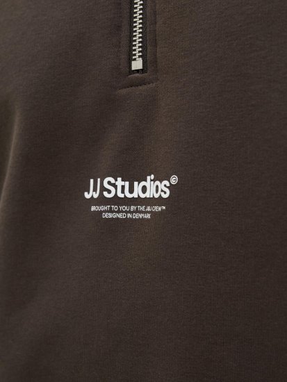 Jack & Jones Soho Sweatshirt with Zipper Brown - Pulóverek & kapucnis pulóverek - Pulóverek & Kapucnis pulóver 2XL-12XL