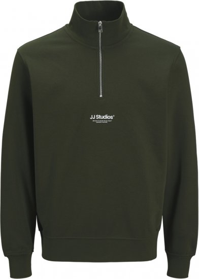 Jack & Jones Soho Sweatshirt with Zipper Green - Pulóverek & kapucnis pulóverek - Pulóverek & Kapucnis pulóver 2XL-12XL