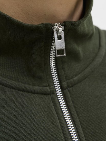 Jack & Jones Soho Sweatshirt with Zipper Green - Pulóverek & kapucnis pulóverek - Pulóverek & Kapucnis pulóver 2XL-12XL