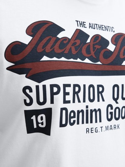 Jack & Jones Logo 2COL T-Shirt White - Pólók - Nagyméretű pólók - 2XL-14XL