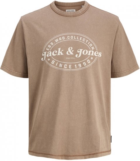 Jack & Jones Dover T-shirt Short Sleeve Brown - Pólók - Nagyméretű pólók - 2XL-14XL