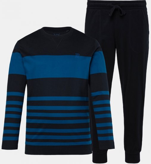 JP1880 Pyjamas Two-piece Long Sleeve with Stripes Blue - Alsónemű & Strandruhák - Nagyméretű Alsónemű 2XL-8XL