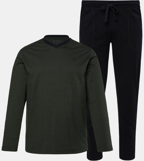 JP1880 Pyjamas Two-piece Striped Dark Green - Alsónemű & Strandruhák - Nagyméretű Alsónemű 2XL-8XL