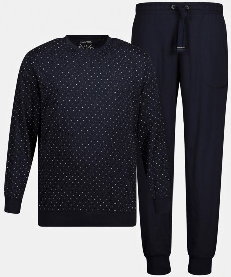 JP1880 Pyjamas Two-piece Long Sleeve and Long Trousers Navy - Alsónemű & Strandruhák - Nagyméretű Alsónemű 2XL-8XL