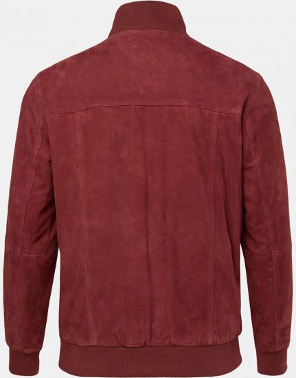 JP1880 Leather Jacket Suede with Stand-up Collar Red - Kabátok - Nagyméretű Kabátok - 2XL-8XL