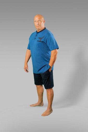 20 Nodi Short Pajamas in Combed Cotton Jersey Blue/Black - Alsónemű & Strandruhák - Nagyméretű Alsónemű 2XL-8XL
