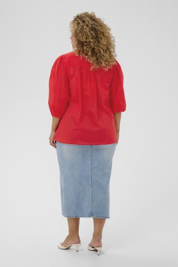 Kaffe Curve Karlia 3/4 Sleeve Blouse Red - Blúzok - 