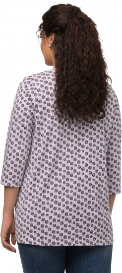 Ulla Popken Polka Dot 3/4 Sleeve Square Neck A-Line Tee Light Blue-Grey - Mintás pólók nőknek - 