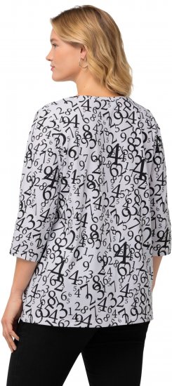 Ulla Popken Number Print 3/4 Sleeve Tee Snow White - Mintás pólók nőknek - 