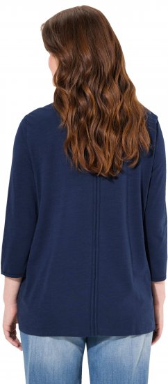 Ulla Popken Queens 3/4 Sleeve Graphic Tee Ink Blue - Mintás pólók nőknek - 