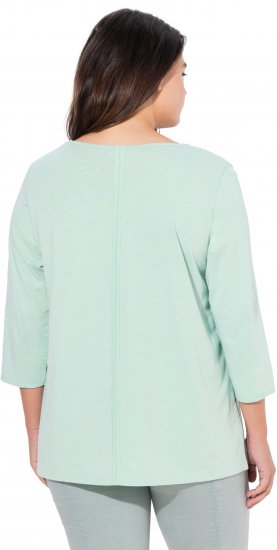 Ulla Popken Metallic Lettering 3/4 Sleeve Tee Mint Green - Mintás pólók nőknek - 