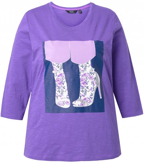 Ulla Popken Fashion Graphic T-Shirt Purple - Mintás pólók nőknek - 