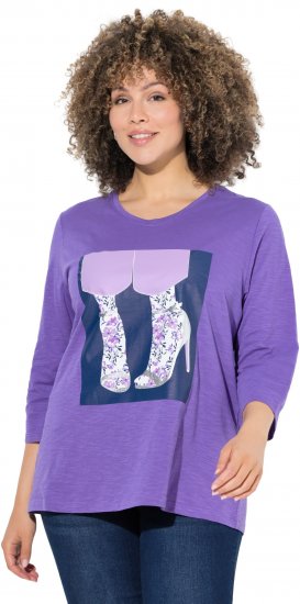 Ulla Popken Fashion Graphic T-Shirt Purple - Mintás pólók nőknek - 
