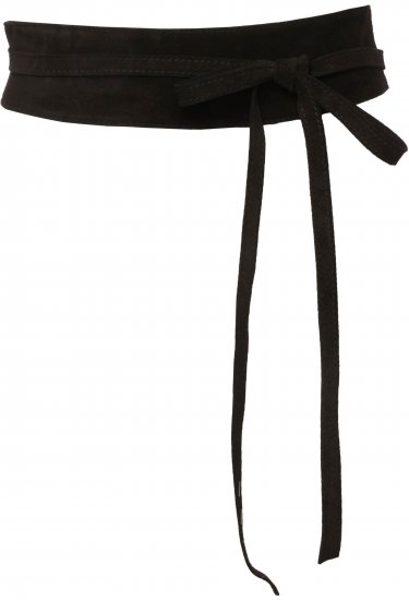 Ulla Popken Leather Tie Belt Black - Női övek - 