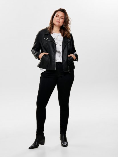 Only Carmakoma Emmy Biker Jacket Black - Kožené bundy - 