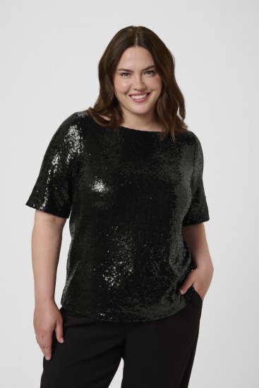 Kaffe Curve Mirana Sequin Blouse Black - Blúzok - 