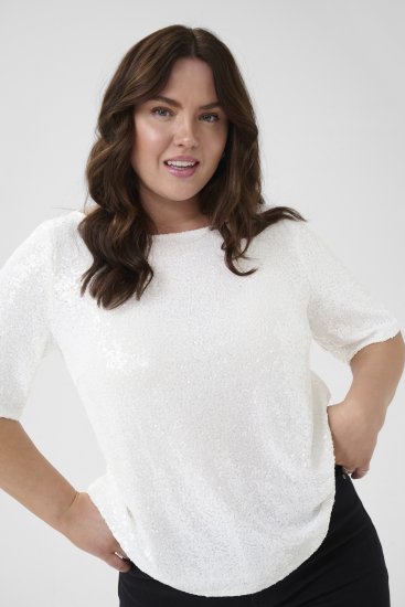 Kaffe Curve Mirana Sequin Blouse Chalk - Blúzok - 