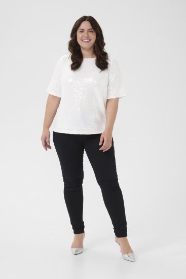 Kaffe Curve Mirana Sequin Blouse Chalk - Blúzok - 