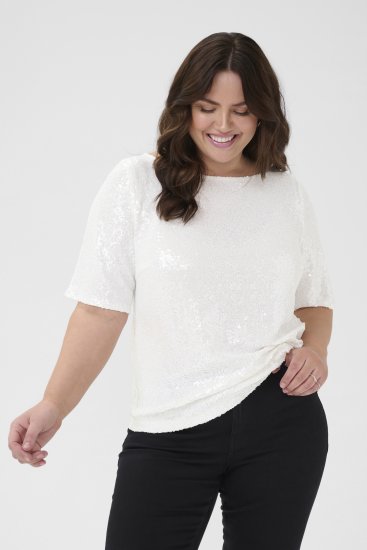 Kaffe Curve Mirana Sequin Blouse Chalk - Blúzok - 