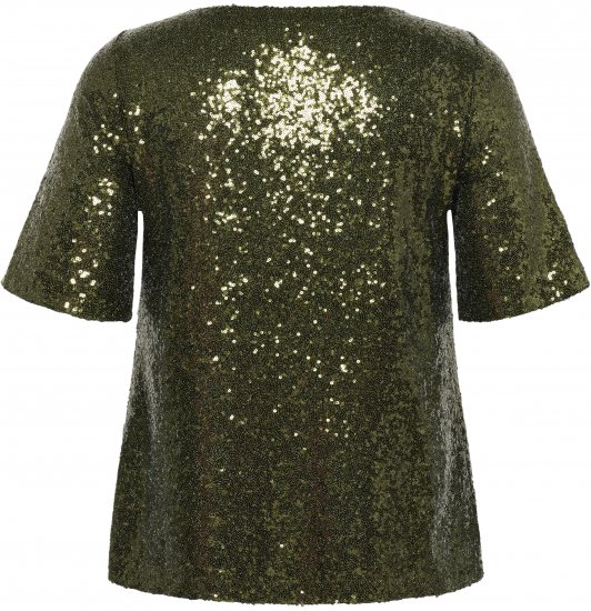 Kaffe Curve Mirana Sequin Blouse Ivy Green - Blúzok - 