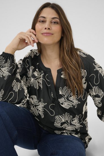Kaffe Curve Kimmie Blouse Black Chalk Embroidery - Blúzok - 