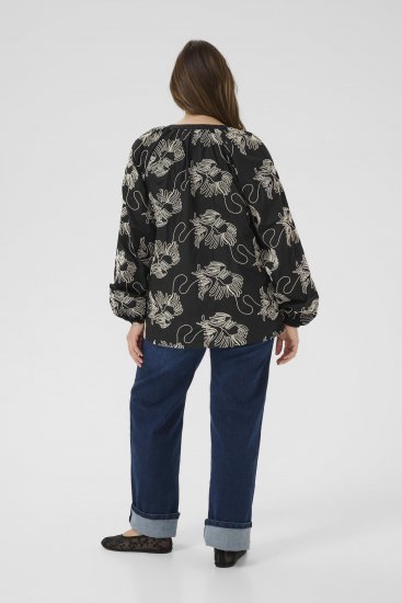 Kaffe Curve Kimmie Blouse Black Chalk Embroidery - Blúzok - 
